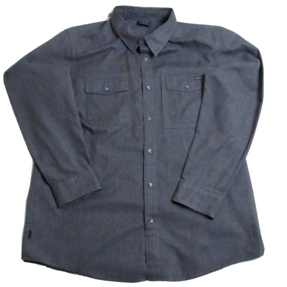 Oakley Long Sleeve Shirt Men's Gray Button Up W/ 2 Pockets